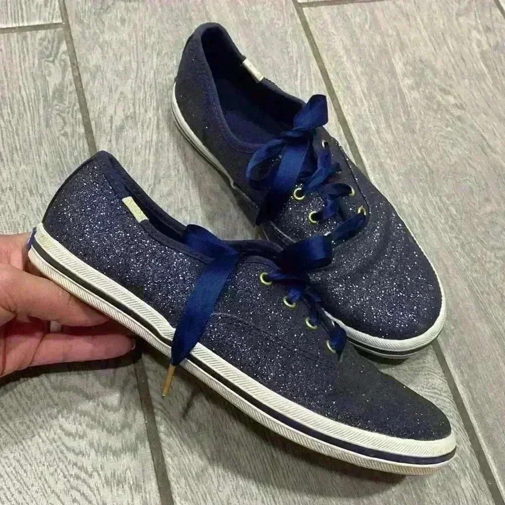 Keds X Kate Spade New York Navy Blue Glitter Sneakers Size 5